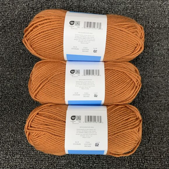 Lot Of 3 Draper James Cozy Wool Leather Brown Merino Wool & Acrylic Yarn New - Picture 4 of 5